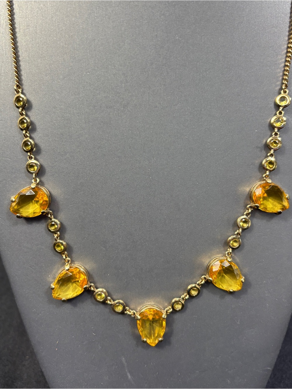 J. Crew Necklace Yellow Faux Faceted Acrylic/Plastic Goldtone 26" - Picture 2 of 11